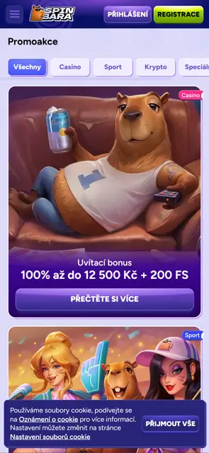 Spinbara: přehled promoakcí s uvítacím bonusem